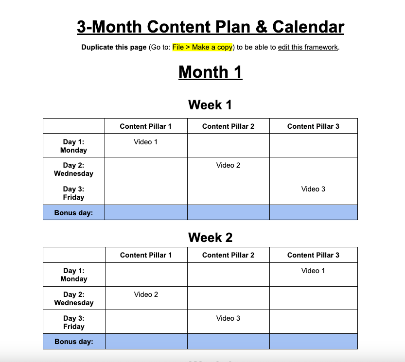 3-Month Content Plan & Calendar