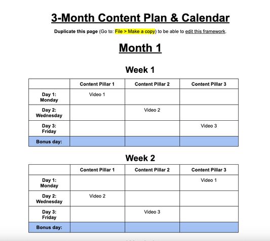 3-Month Content Plan & Calendar